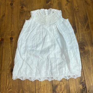 Vintage baby sleeveless dress white with lace